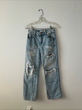 Garage Light Wash Ripped Straight Leg Jeans